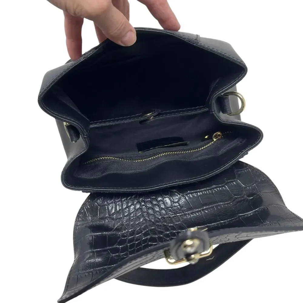 House of Harlow 1960 Black Leather Crystal Stud Backpack Shoulder Top Handle Bag